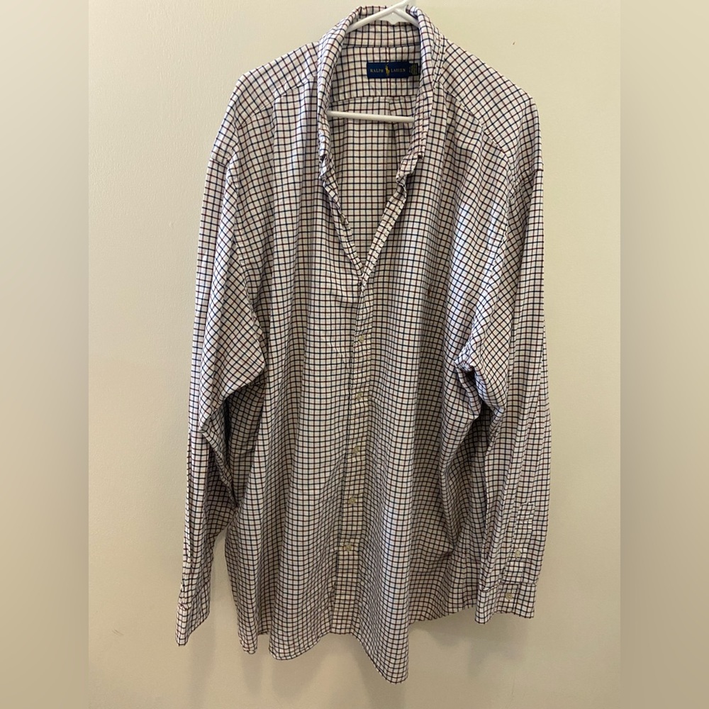 Big and Tall Ralph Lauren 4XL Tall White Plaid